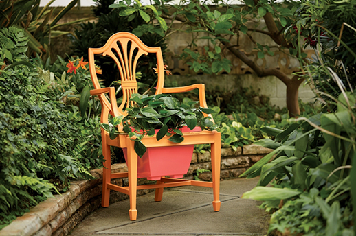 chair turned into a planter